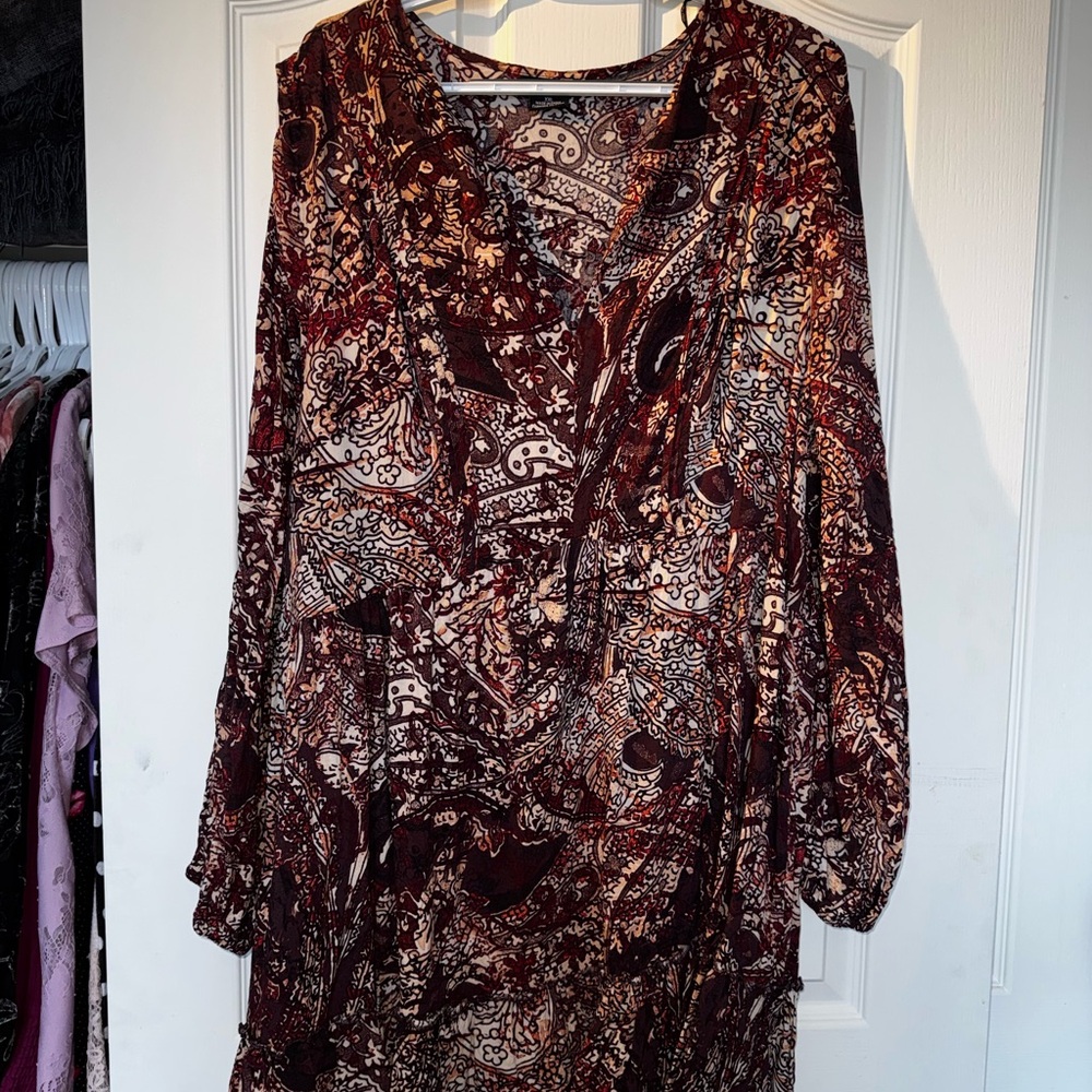 City Chic Burgundy Paisley Wrap-Style Maxi Dress